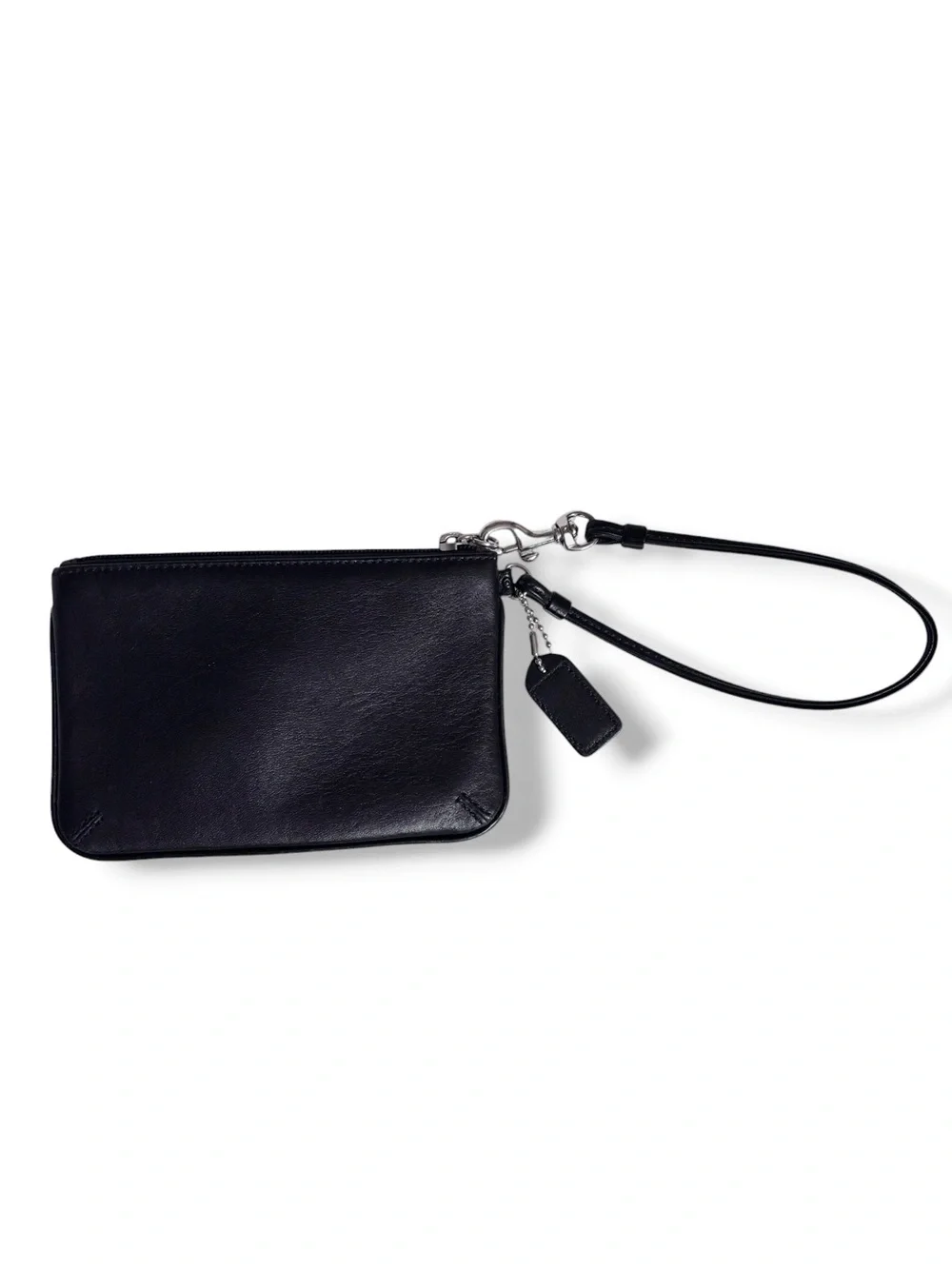 COACH Black Leather Zip Top Wristlet VINTAGE